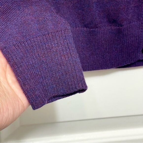 Banana Republic Merino Wool Purple Sweater With Floral Appliqué & Bead Detail S - Picture 5 of 7